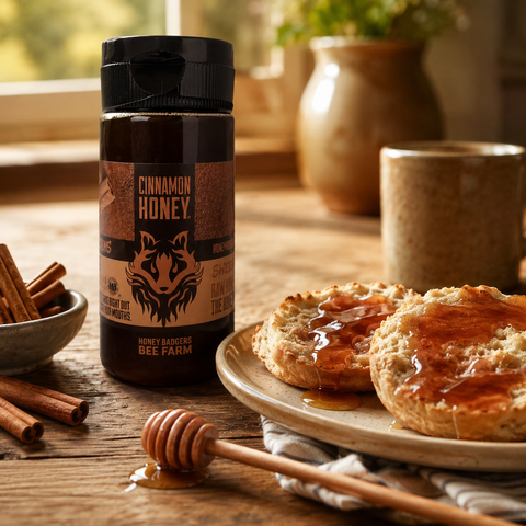 American-Made Raw Cinnamon Honey – All Natural Brooksville Florida Harvest | Artisan Local Honey Blend Made in USA Honey Badgers Bee Farm  Honey