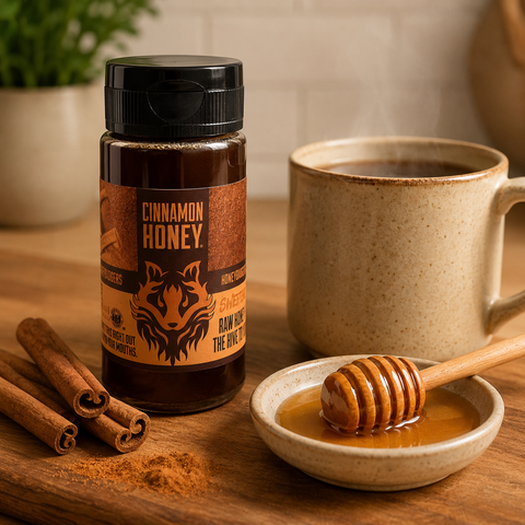 American-Made Raw Cinnamon Honey – All Natural Brooksville Florida Harvest | Artisan Local Honey Blend Made in USA Honey Badgers Bee Farm  Honey