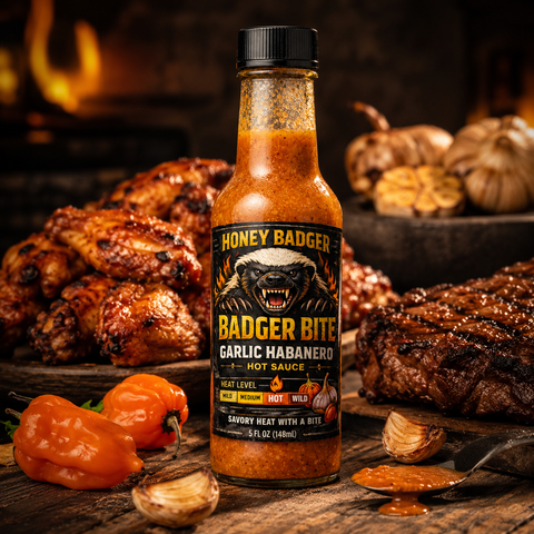 Honey Badger Hot Sauce Trio – 3 Pack 5 fl oz Bottles | Pineapple Sting, Badger Bite & Mean Green | Made in USA Honey Badgers Bee Farm 