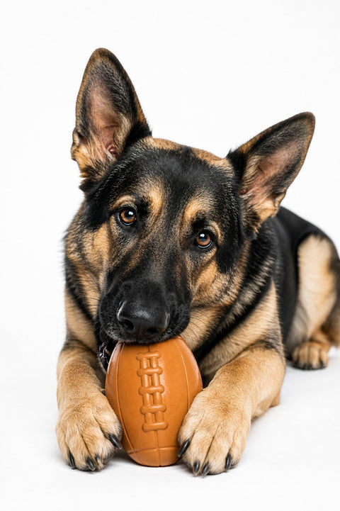 Durable Rubber Football Dog Treat Dispenser Toy – Chew Resistant | Made in USA SodaPup  Rubber Dog Toys