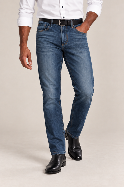 Slim Boot Cut Medium Wash Jeans – Classic 5-Pocket Design | Made in USA Marc Nelson  Denim Jeans