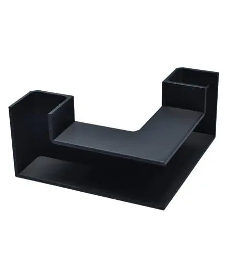 The Chatelet Aquarium Underground Tunnel by Chatelet Manufacturing is a U-shaped black metal bracket with raised sides and a flat base, perfect for use as aquarium decor or a fish and shrimp hideout. Made in the USA. Shown on a white background.