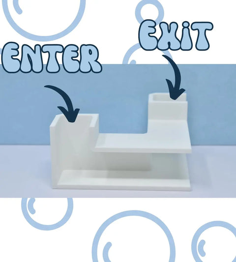 The Chatelet Aquarium Underground Tunnel by Chatelet Manufacturing is a white plastic fish and shrimp hideout with two levels, “Enter” and “Exit” labels, perfect for unique aquarium displays. Made in the USA.