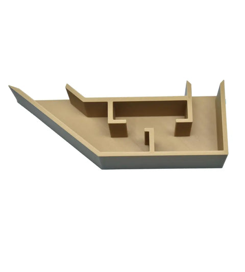 The Chatelet Aquarium Underground Tunnel by Chatelet Manufacturing is a beige, L-shaped plastic hideout with compartment openings—ideal as aquarium decor or a fish and shrimp tunnel. Made in the USA and shown from above on a white background.