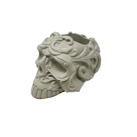 Chatelet Concrete Skull Design Small Planter - 5" X 3.5" X3" - Holds Small Indoor or Outdoor Plants - Succulents, Microgreens, Flowers - Handmade in USA (Gray, Concrete) Chatelet Manufacturing 
