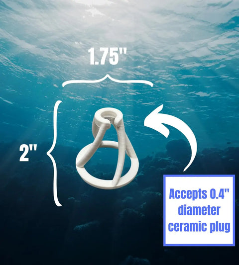 The Chatelet REEFSHAPE Coral Frag Plug Stand by Chatelet Manufacturing is a white, ring-shaped aquarium substrate holder (2 tall, 1.75 wide) that fits 0.4-diameter ceramic plugs for coral stability. Comes in a 5 pack; Made in USA.