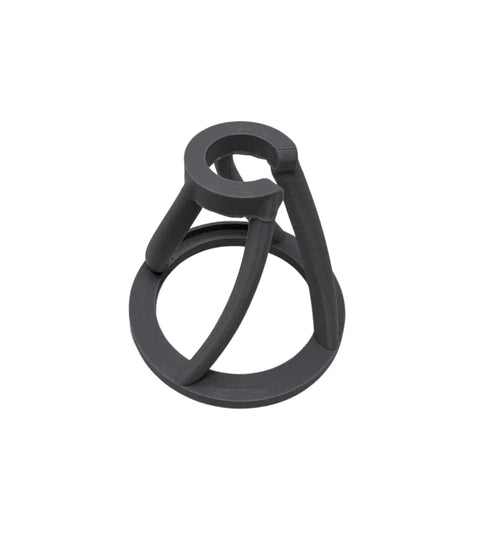 The Chatelet REEFSHAPE Coral Frag Plug Stand by Chatelet Manufacturing is a black, circular plastic holder with three angled legs connecting a top and bottom ring, designed for coral stability in reef aquariums. Includes 5-pack. Made in USA.