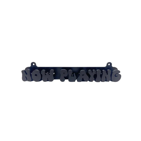 Showcase your records with the Chatelet Groovy Now Playing Vinyl Record Wall Mount—a retro display in dark blue with raised bubble letters. Proudly made in the USA by Chatelet Manufacturing.