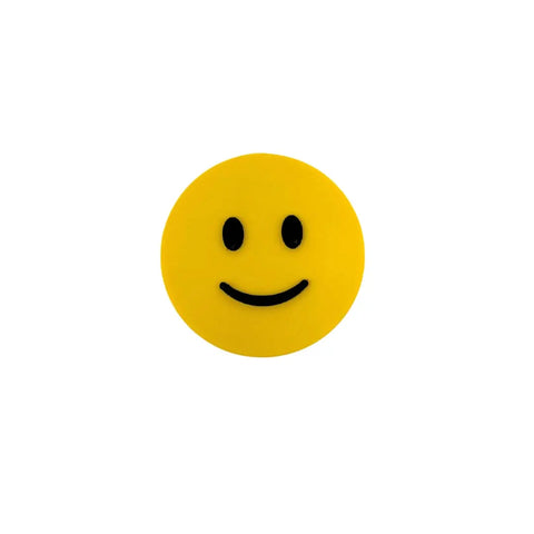 The Emoji Smiley Face by Chatelet Manufacturing is a decorative black and yellow ideogram, made in the USA. Great as a fun fridge magnet or emoji gift, it features a classic smile on a white background.