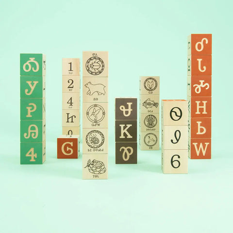 Cherokee Language Learning Blocks 32pcs – Educational Flash Cubes – Handmade Wooden Toy | Made in USA Uncle Goose  Languages
