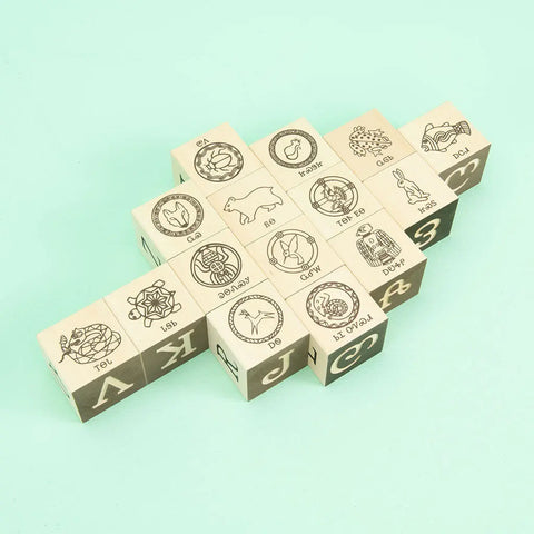 Cherokee Language Learning Blocks 32pcs – Educational Flash Cubes – Handmade Wooden Toy | Made in USA Uncle Goose  Languages