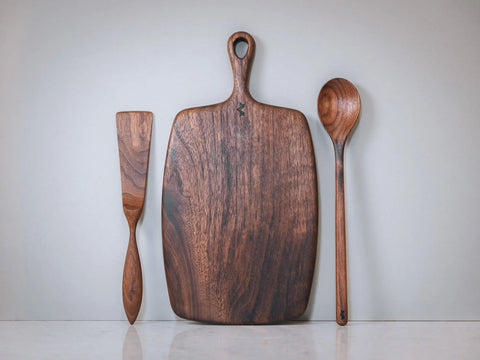 Cherry And Walnut Wood Serving Board 15 Inch – Teardrop Handle Kitchen Tool | Made In USA Blanc Creatives  Wood