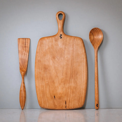 Cherry And Walnut Wood Serving Board 15 Inch – Teardrop Handle Kitchen Tool | Made In USA Blanc Creatives  Wood
