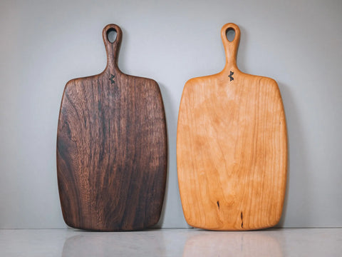 Cherry And Walnut Wood Serving Board 15 Inch – Teardrop Handle Kitchen Tool | Made In USA Blanc Creatives  Wood