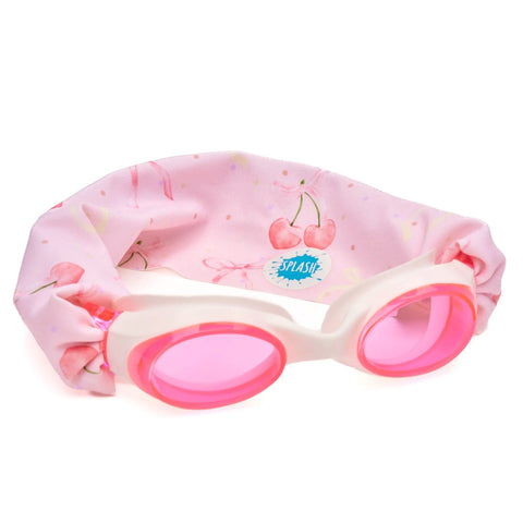 Cherry Charms Print Swim Goggles For Kids and Adults – Tangle-Free Strap – Anti-Fog Pink Lenses | Assembled In USA Splash Place  Swim Goggles