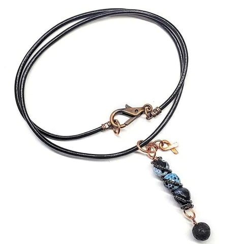 Child Abuse Prevention Gemstone Pendant Necklace – Fire Crackle Agate Beads | Handmade In USA Alexa Martha Designs  Pendant