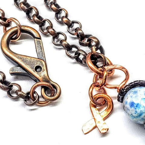 Child Abuse Prevention Gemstone Pendant Necklace – Fire Crackle Agate Beads | Handmade In USA Alexa Martha Designs  Pendant