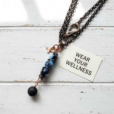 Child Abuse Prevention Gemstone Pendant Necklace – Fire Crackle Agate Beads | Handmade In USA Alexa Martha Designs  Pendant