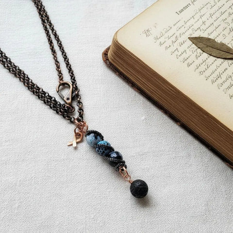 Child Abuse Prevention Gemstone Pendant Necklace – Fire Crackle Agate Beads | Handmade In USA Alexa Martha Designs  Pendant