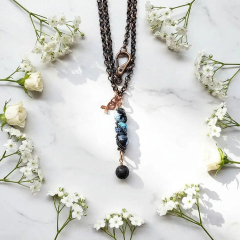 Child Abuse Prevention Gemstone Pendant Necklace – Fire Crackle Agate Beads | Handmade In USA Alexa Martha Designs  Pendant