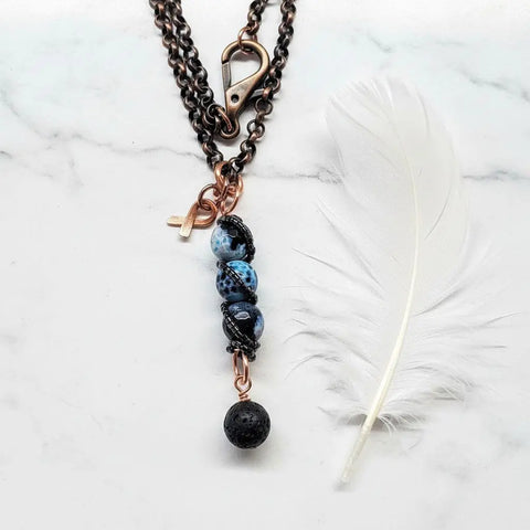 Child Abuse Prevention Gemstone Pendant Necklace – Fire Crackle Agate Beads | Handmade In USA Alexa Martha Designs  Pendant