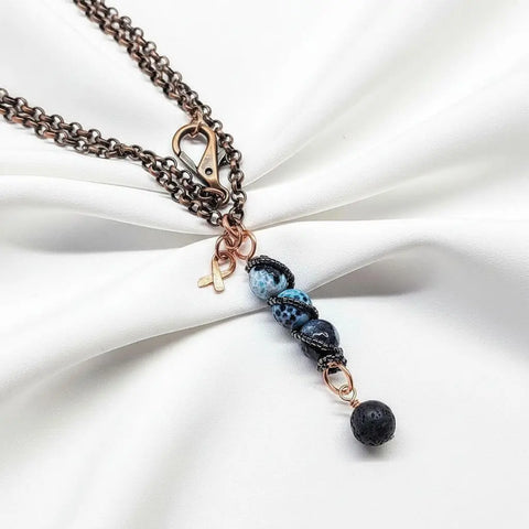 Child Abuse Prevention Gemstone Pendant Necklace – Fire Crackle Agate Beads | Handmade In USA Alexa Martha Designs  Pendant