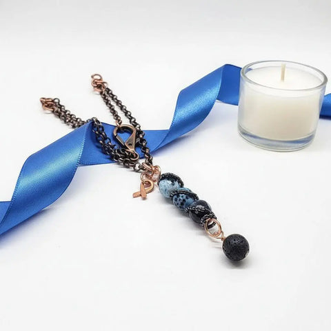 Child Abuse Prevention Gemstone Pendant Necklace – Fire Crackle Agate Beads | Handmade In USA Alexa Martha Designs  Pendant