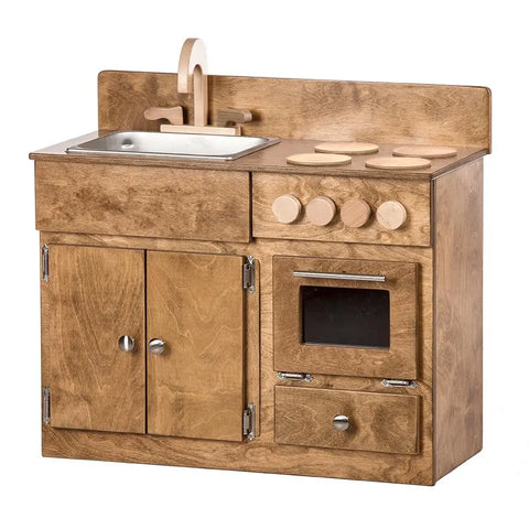 Child’s Wooden Play Kitchen Set 29.5 Inch Combo Stove and Sink – Amish Handmade Toy | Made in USA Amish Toy Box  Play Sets/Kid's Furniture