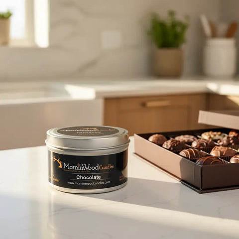 Chocolate Soy Candle Tin 7oz – Long-Lasting 35 Hour Burn – MorninWood Candles | Made in USA MorninWood Candles  Candles
