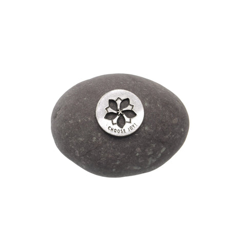 Choose Joy Inspirational Meditation Stone – Natural River Rock with Pewter Accent | Handcrafted in USA by Whitney Howard Designs Whitney Howard Designs  Meditation Stones
