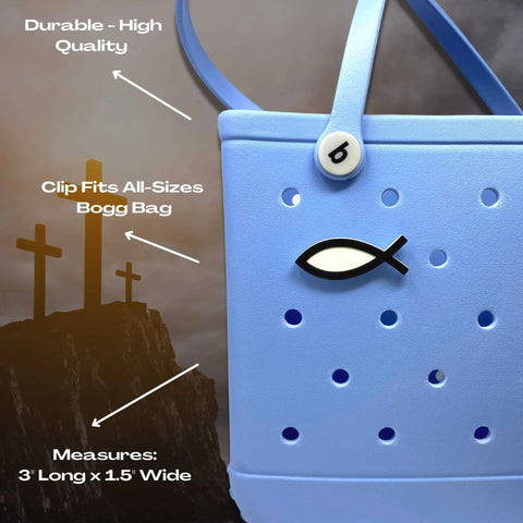 Christian Fish Symbol Charm – Tote Bag Accessory | Made in USA Chatelet Manufacturing 