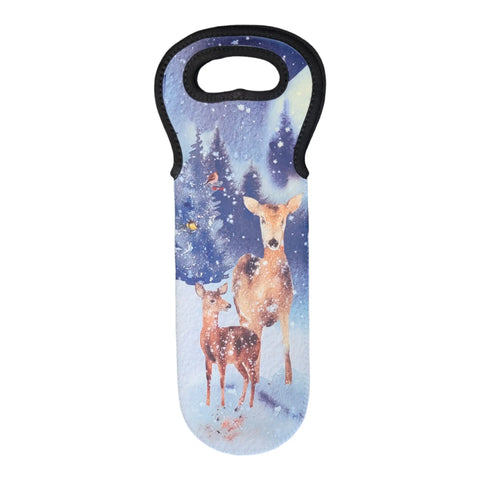 Christmas Deer Neoprene Wine Tote and Decorative Stopper Set – Insulated Bottle Carrier | Made in USA Woman-Owned Michelle Marie Boutique  Wine Stopper