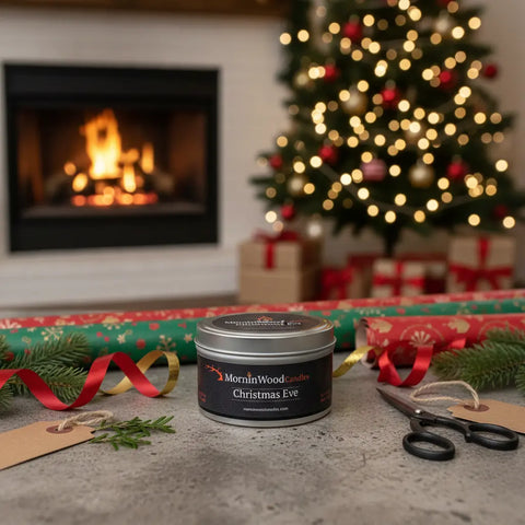 Christmas Eve Soy Candle Tin – 7oz 100% Natural Wax – Handcrafted Holiday Scented Candle | Made in USA MorninWood Candles  Candles