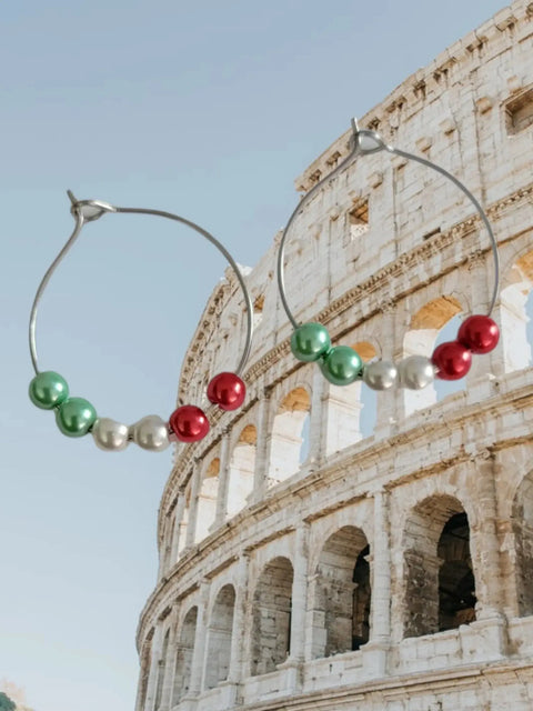 Christmas Pearl Hoop Earrings – Red Green White Holiday Jewelry | Made in USA Michelle Marie Boutique  Earrings