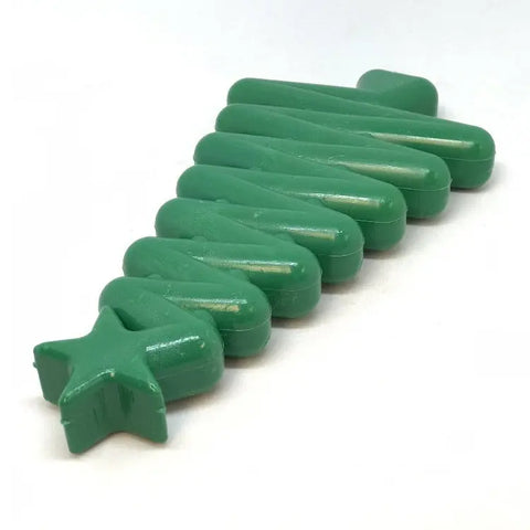 The SodaPup Christmas Tree Ultra Durable Nylon Dog Chew Toy, shaped like a festive tree with a star base, is perfect for aggressive chewers and supports dog dental health.
