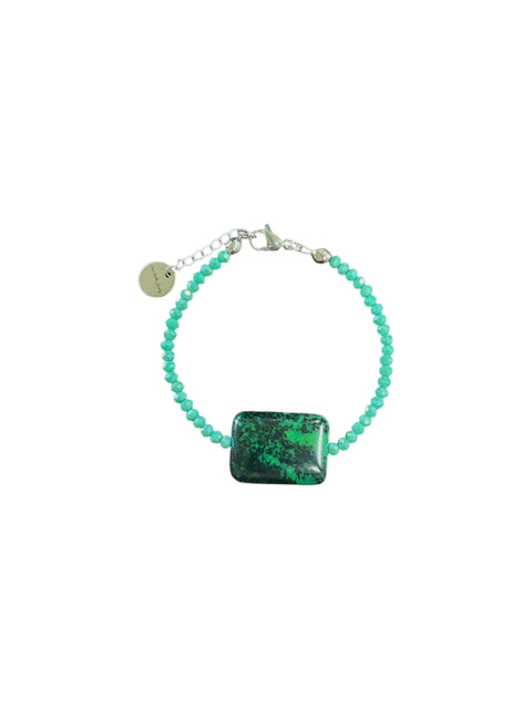 Chrysocolla and Turquoise Beaded Bracelet Adjustable – Handmade Silver Accents | Made in USA Michelle Marie Boutique  Bracelets