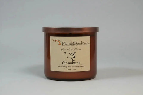 Cinnabuns-Soy 3-Wick Blown Glass Collection MorninWood Candles  3 Wick Candle