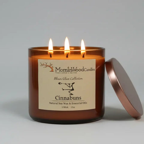 Cinnabuns Scented 3-Wick Soy Candle 17 Oz – Long-Lasting Burn Premium Home Fragrance | Made in USA MorninWood Candles  3 Wick Candle