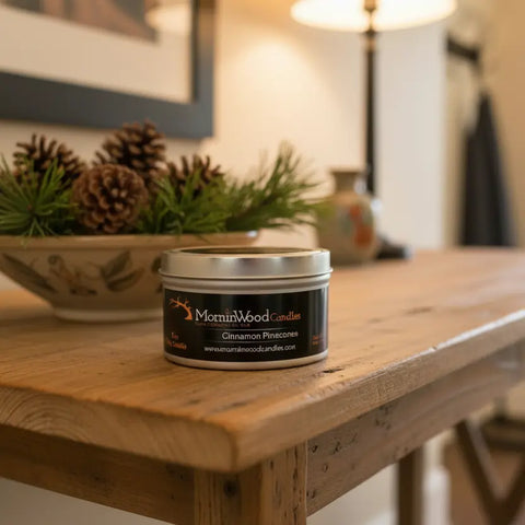 Cinnamon Pinecones Soy Wax Candle Tin – 7oz Aromatic Home Fragrance | Handcrafted in USA MorninWood Candles  Candles