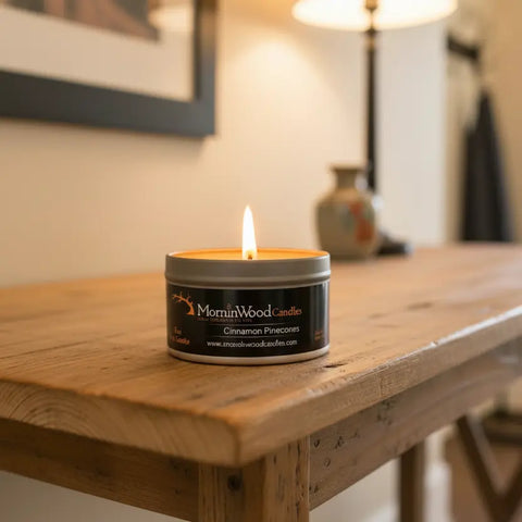 Cinnamon Pinecones Soy Wax Candle Tin – 7oz Aromatic Home Fragrance | Handcrafted in USA MorninWood Candles  Candles