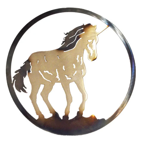 Circular Unicorn Metal Wall Art – Handcrafted Whimsical Home Decor | Made in USA Knights Home Decor  item