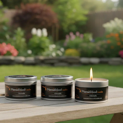 Citronella Soy Candle 6 oz – Natural Essential Oils Blend for Outdoor Use | Handmade in USA with 35 Hour Burn Time MorninWood Candles  Candles