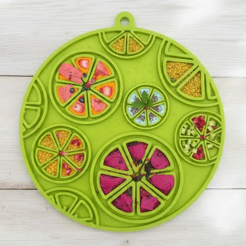 Citrus Design 8 Inch Pet Lick Mat With Suction Cups – Made in USA SodaPup  EMAT