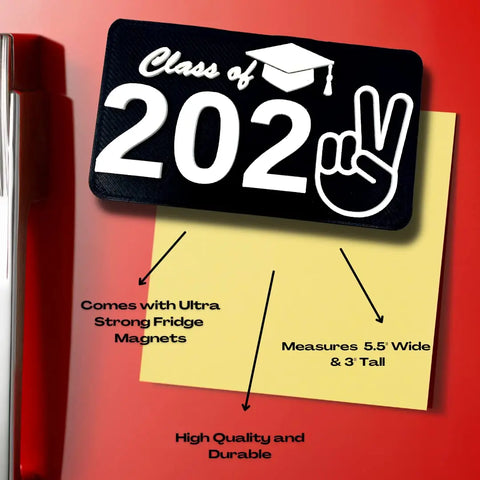 Class of 2022 Graduation Fridge or Locker Magnet - Perfect Decoration to Celebrate Graduation - Black & White Chatelet Manufacturing 