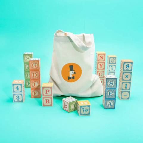 Classic Alphabet Learning Blocks Set 28 Pieces – Sustainable Basswood Cubes with Canvas Tote | Made in USA by Uncle Goose Uncle Goose  Classic Goose