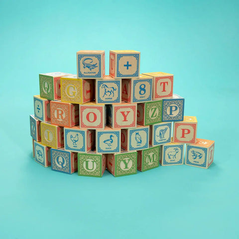 Classic Alphabet Learning Blocks Set 28 Pieces – Sustainable Basswood Cubes with Canvas Tote | Made in USA by Uncle Goose Uncle Goose  Classic Goose
