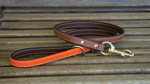Classic American Bridle Leather Dog Leash With Waxed Cotton Handle – Upland & Downstream | Made in USA Auburn Leathercrafters  item