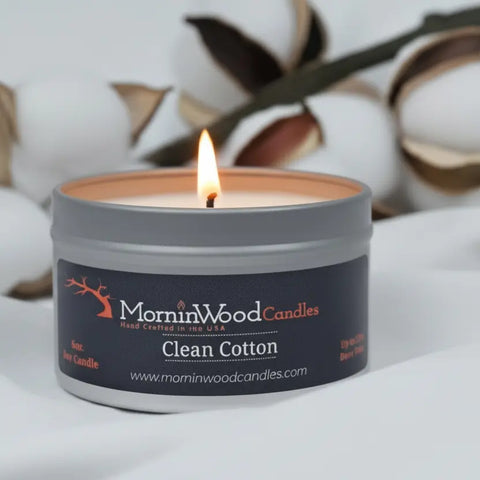 Clean Cotton Scented Soy Candle 6.5oz Tin – Hand Poured Aromatic Home Fragrance | Made in USA MorninWood Candles  Candles