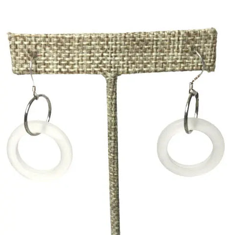 Clear 1 Inch Sea Glass Hoop Earrings – Sterling Silver French Wire Dangle | Handmade in USA Chic Jewelry Michelle Marie Boutique  Earrings