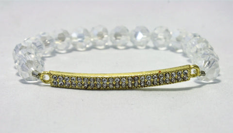 Clear Crystal Stretch Bracelet With Gold Bar Accent – Handmade Jewelry | Made in USA Michelle Marie Boutique  Bracelet